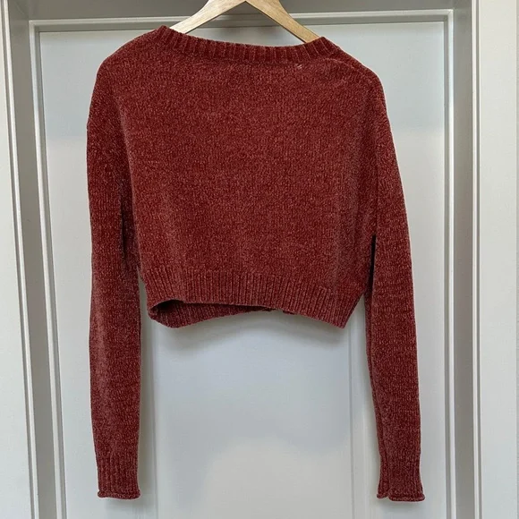 Urban Outfitters Burgundy V-Neck Crop Cardigan - Picture 3 of 5